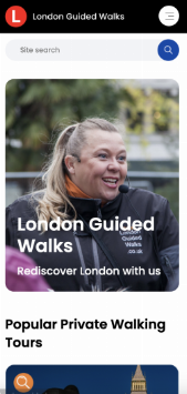 Tourist site "London Guided Walks" Iphone mockup